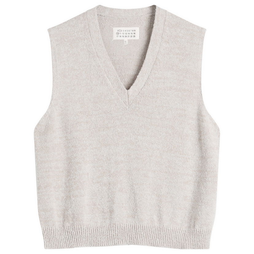 Prsluk Maison Margiela V-Neck Knitted Vest, Size Large Bež | S50FB0115-M13152-003F