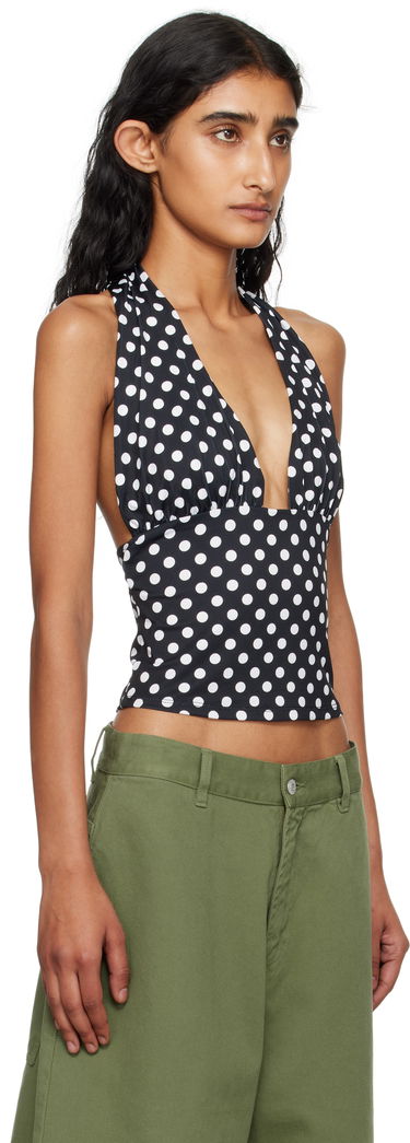 Majica bez rukava Miaou Miaou Mathilde Polka Dot Halter Top Crna | 7189VISBWP, 1