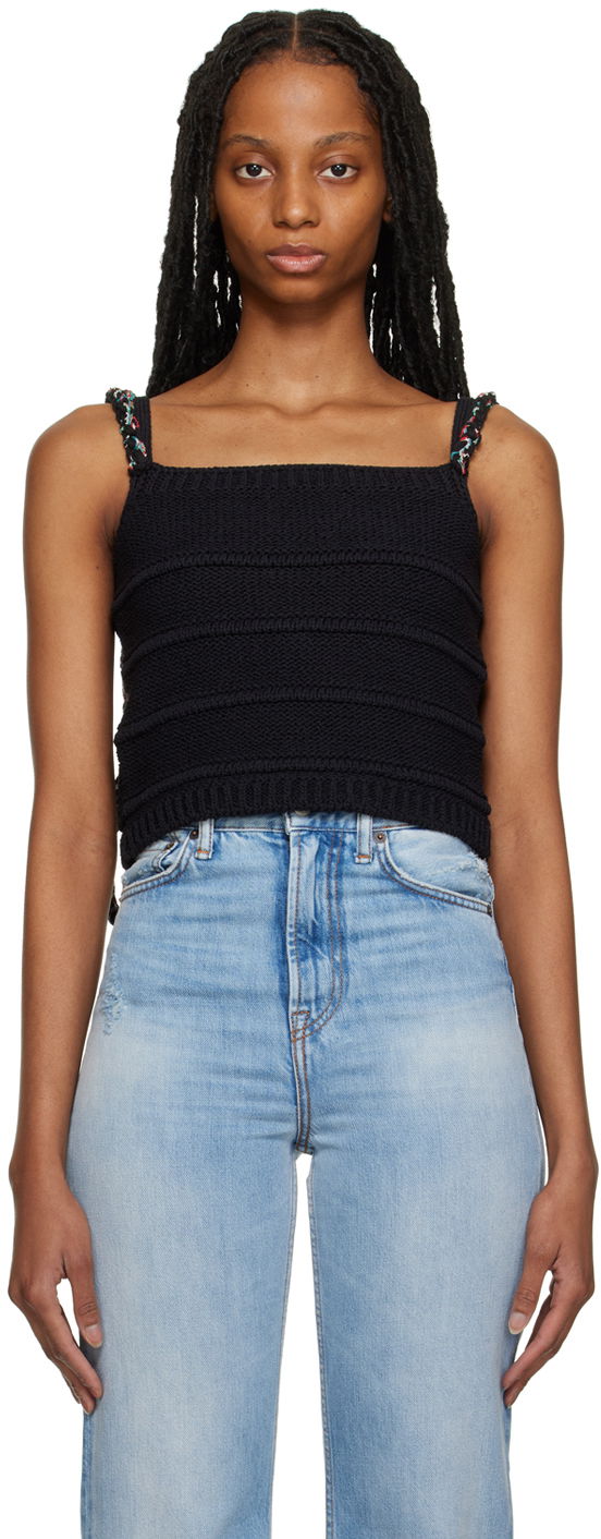 Majica bez rukava ADER ERROR Knit Braided-Strap Tank Top Crna | BMADSSKT0601BK