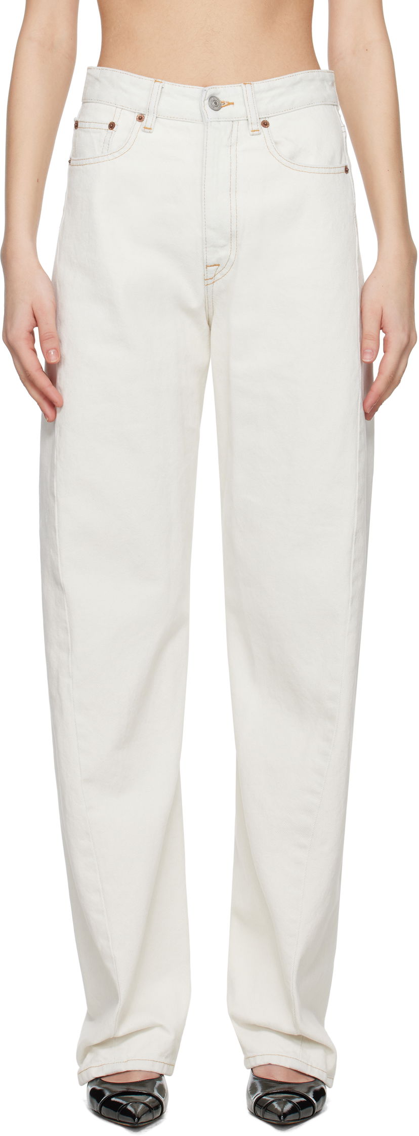 Jeans Maison Margiela MM6 Maison Margiela Contrast Stitch Jeans Bijela | S62LB0184 M30018