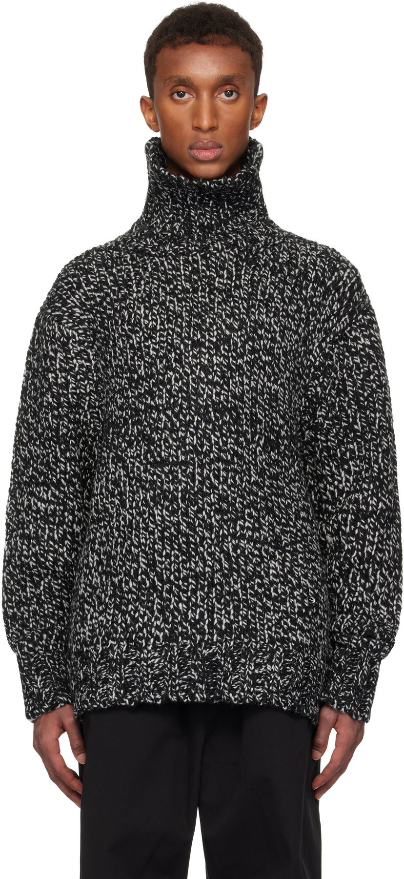Džemper We11done We11done Chunky Knit Turtleneck Sweater Crna | WD-KT3-24-651-U-B2