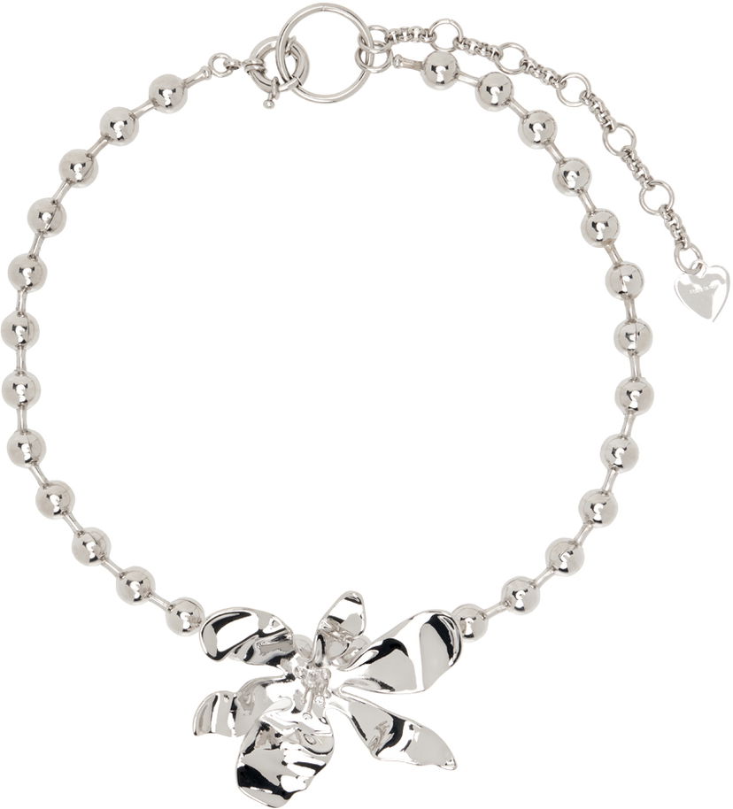 Ogrlica Acne Studios Flower Pendant Beaded Chain Necklace Metalik | C50442-