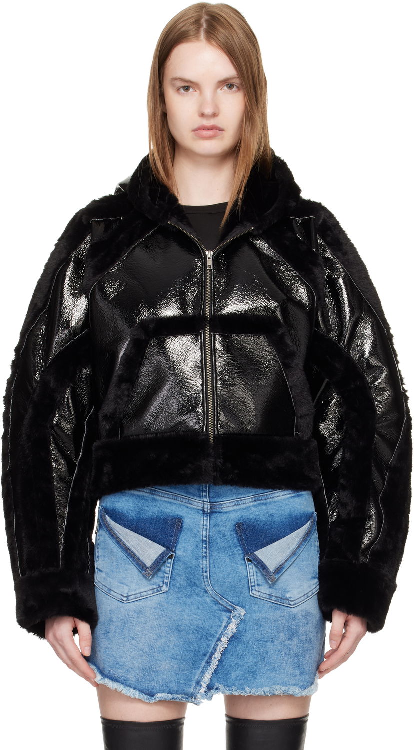 Jakna Ottolinger Ottolinger Fitted Faux-Fur Hooded Jacket Crna | 109-702409-01
