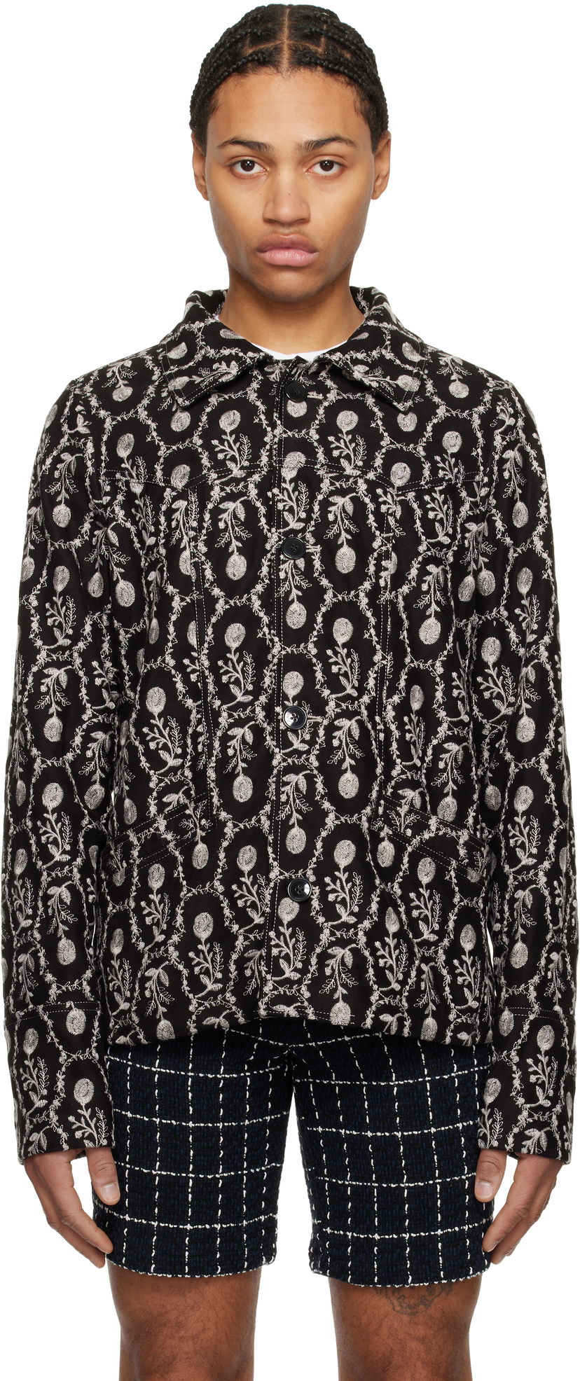 Jakna Anna Sui Anna Sui Sleeping Beauty Embroidered Faux-Suede Jacket Crna | M1125A31