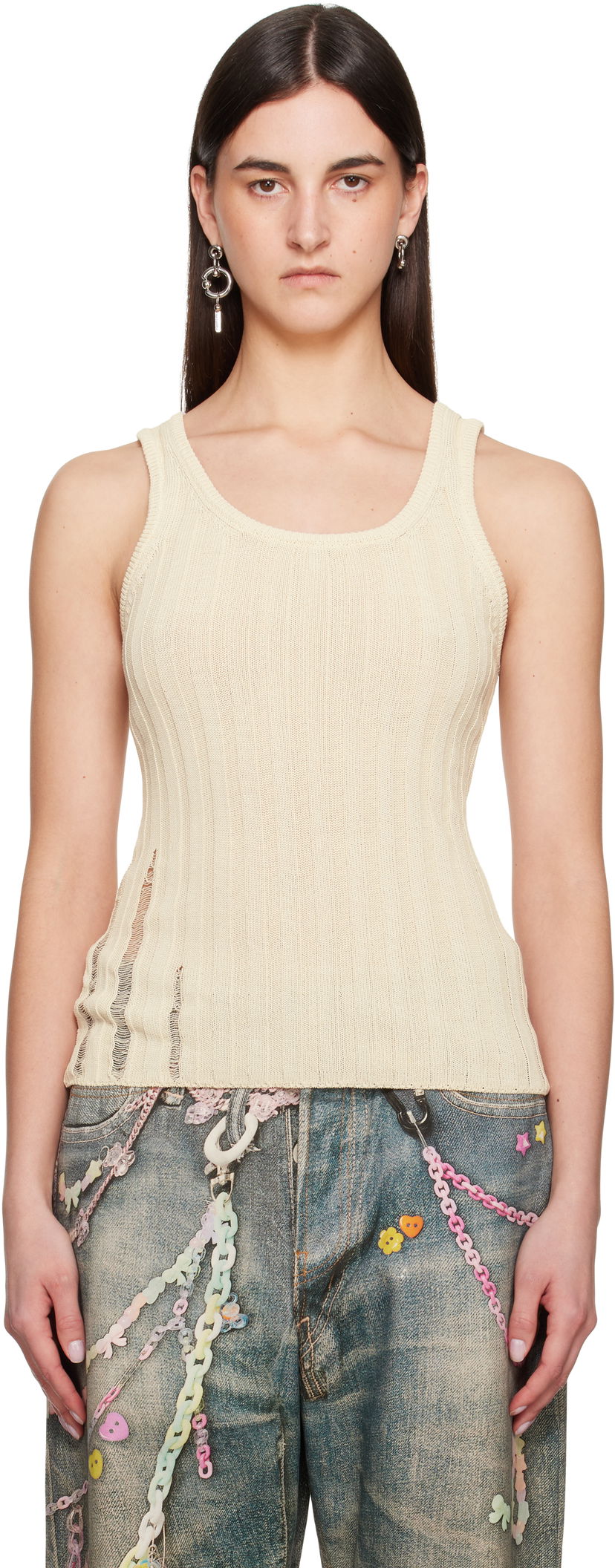 Majica bez rukava Acne Studios Acne Studios Open Cotton Tank Top Bež | A60565-
