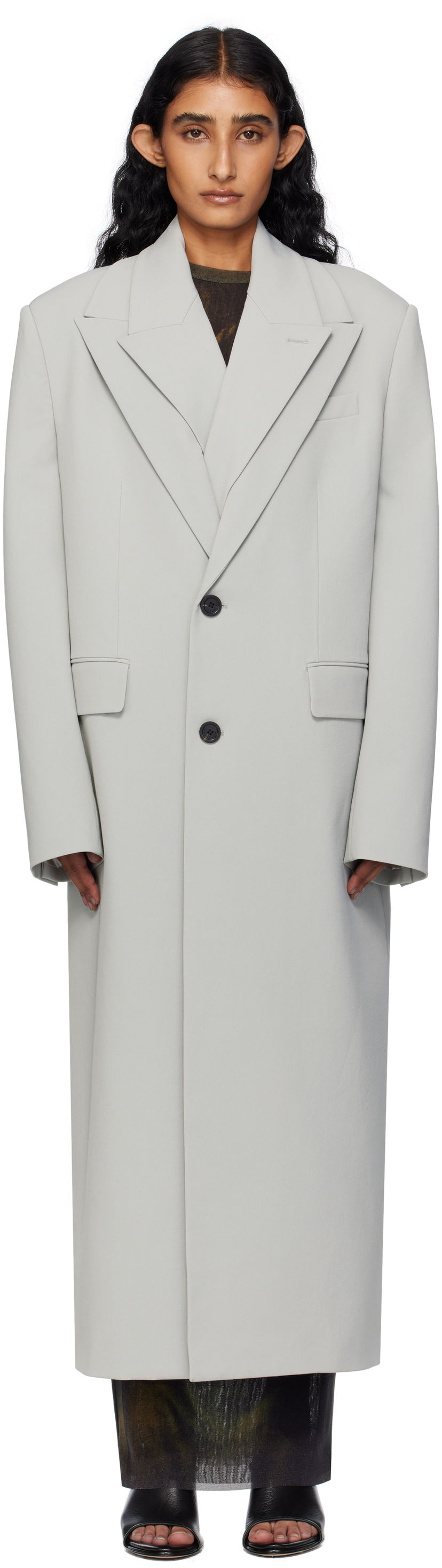 Kaputi Jean Paul Gaultier Jean Paul Gaultier Double Layer Coat Siva | 25/03-U-OU010-W002-02