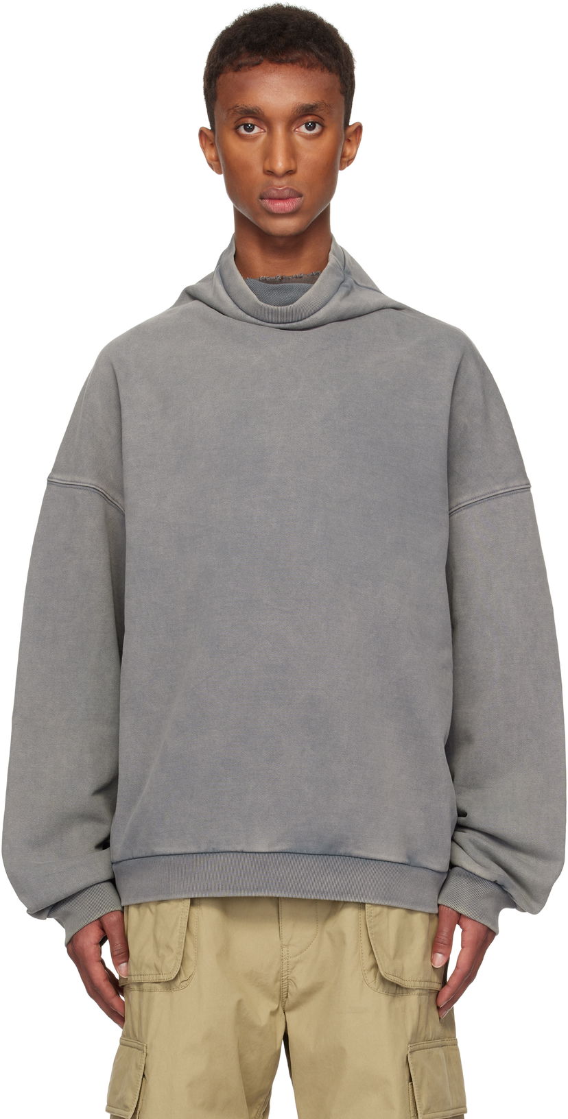 Džemper We11done We11done Standard Turtleneck Hoodie Siva | WD-TS3-24-731-U-CH