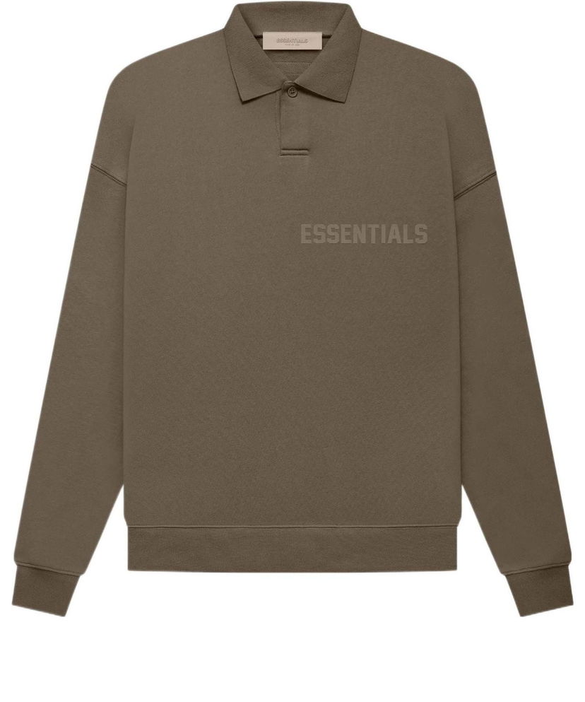 Džemper Fear of God Essentials Long Sleeve Polo Shirt Smeđa | FOG-FW22-673
