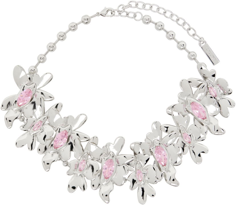 Ogrlica Collina Strada Collina Strada Silver Tone Pink Daisy Necklace Metalik | XX1089