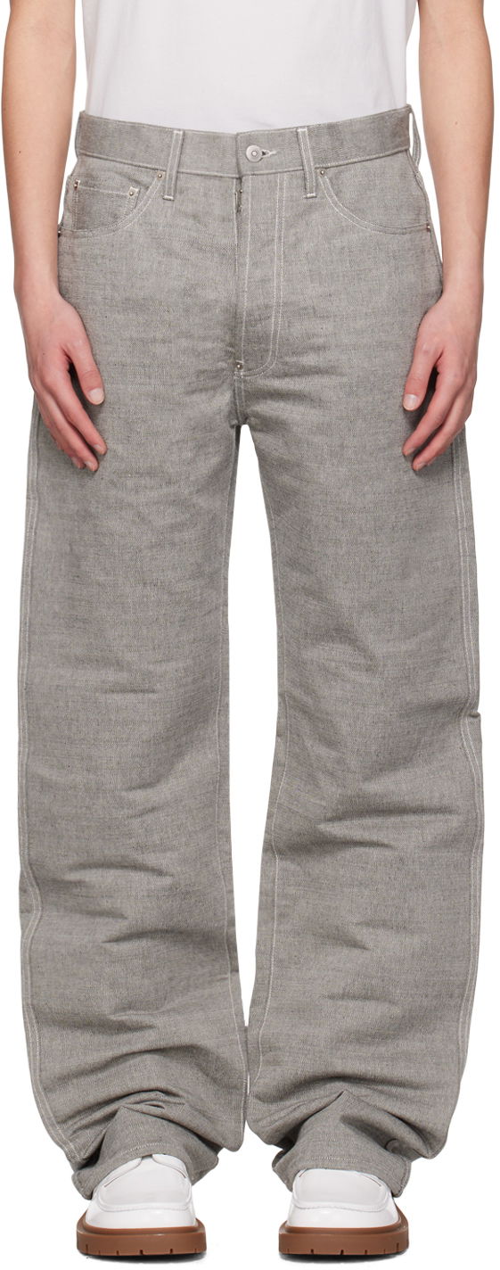 Jeans Maison Margiela Cinch Strap Cotton-Blend Trousers Siva | S67LA0039 M30006