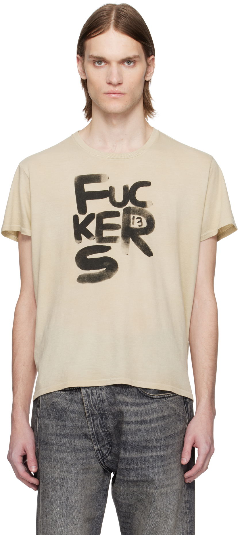 Majica kratkih rukava R13 R13 'Fuckers' Graphic T-Shirt Bež | R13WK001-121BO