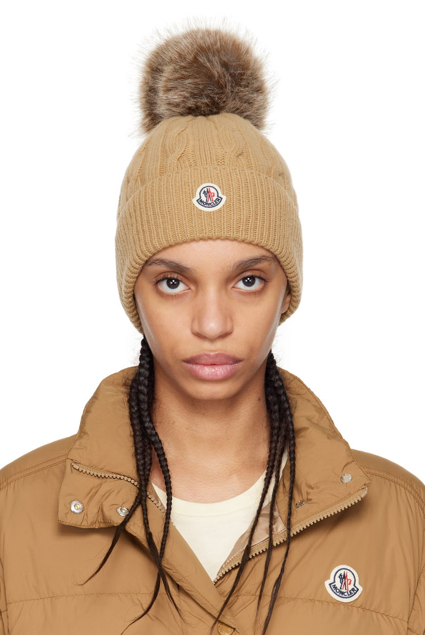 Pernata jakna Moncler Moncler Wool & Cashmere Pom Pom Beanie Smeđa | K10933B00022M4281