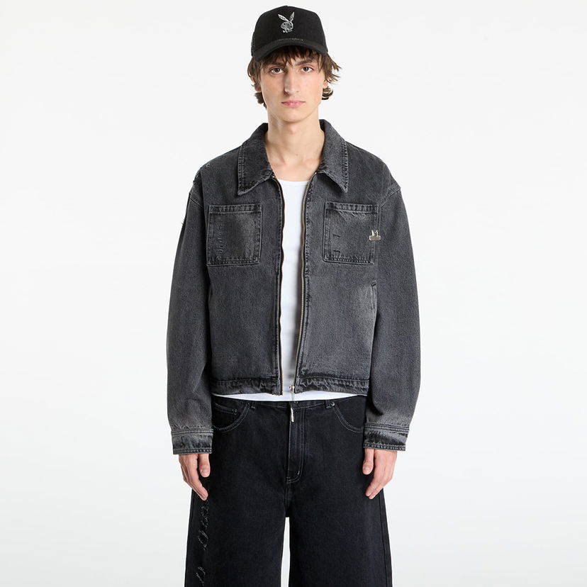 Jakna Footshop Playboy x FTSHP Denim Jacket UNISEX Black Crna | FTSHP_513