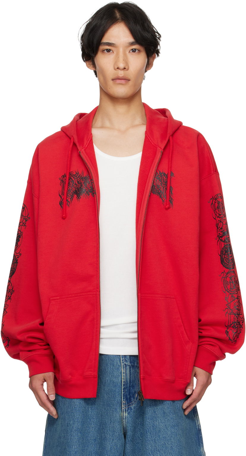 Dukserice VETEMENTS Vetements Cradle of Filth Oversized Zip-Up Hoodie Crvena | UCF76ZU300R