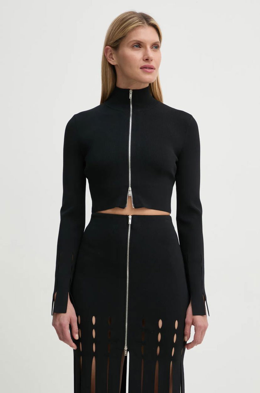 Suknja Nanushka Black Zip-Up Knit Top and Skirt Set Crna | NW24FWSW46800