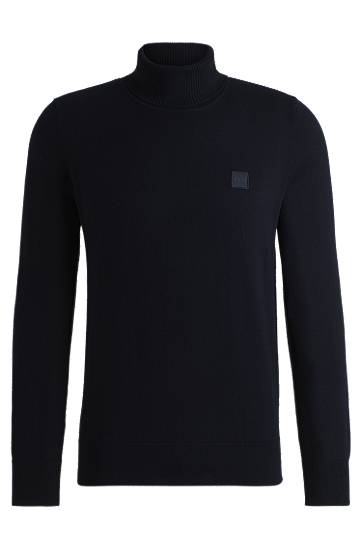 Džemper BOSS Regular-Fit Cotton-Cashmere Rollneck Sweater Tamnoplava | 50527573