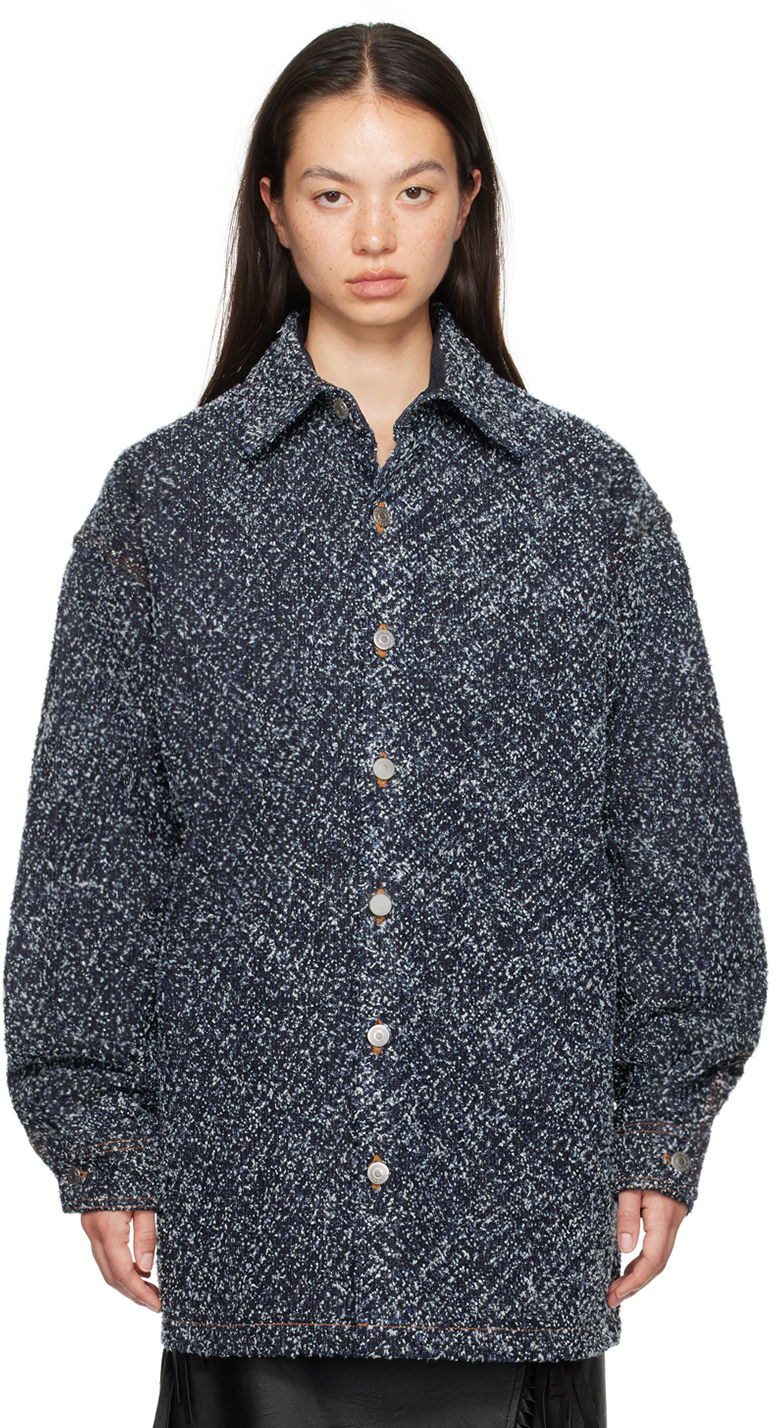 Košulja Stella McCartney Oversized Bouclé Jacket Plava | 6D03283SPH99