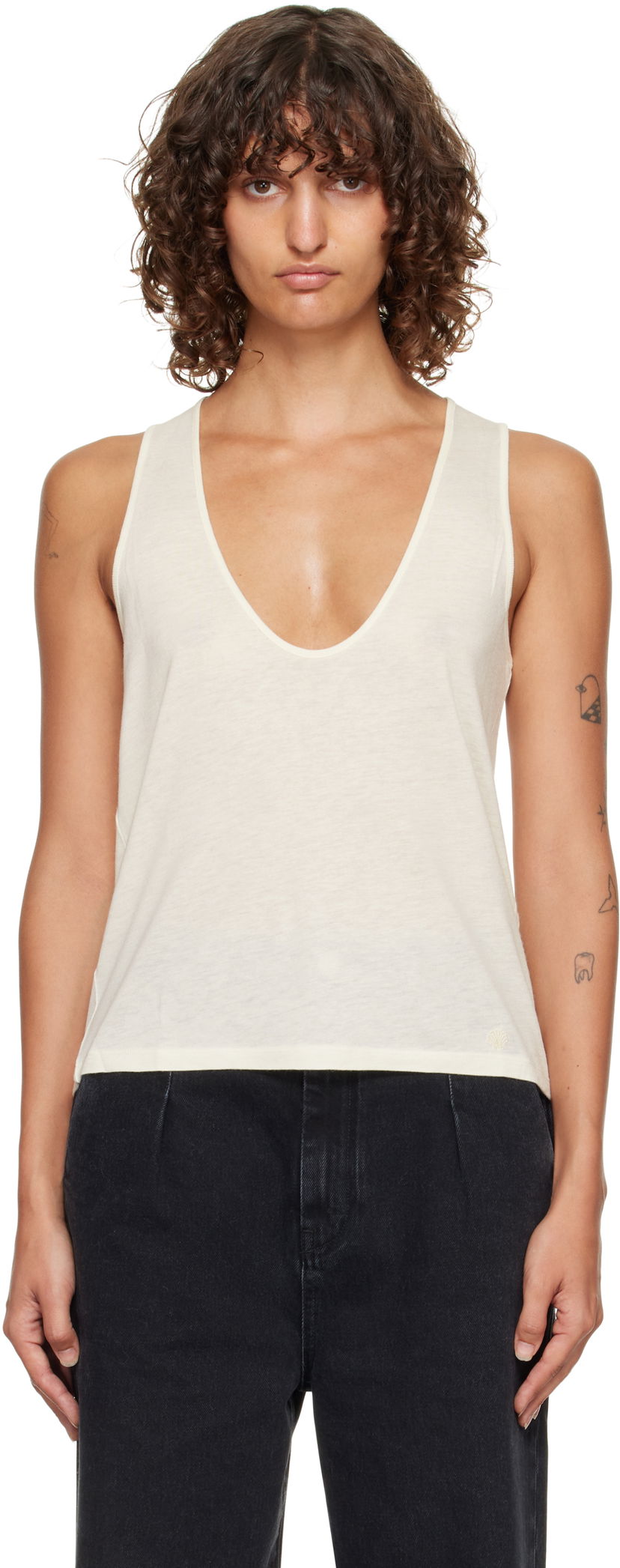 Majica bez rukava Loulou de Saison Loulou de Saison Albia LDS Jersey Tank Top Bijela | ALBIA LDS