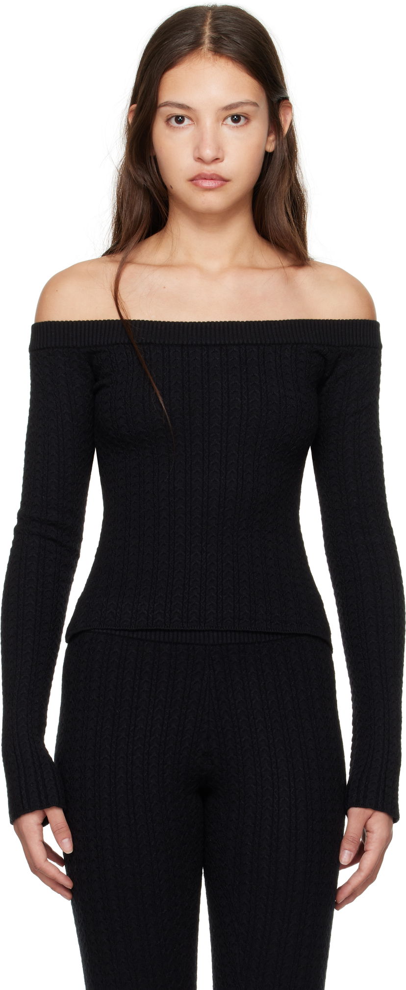 Džemper GUIZIO Guizio Mia Off-the-Shoulder Knit Top Crna | H24107S047