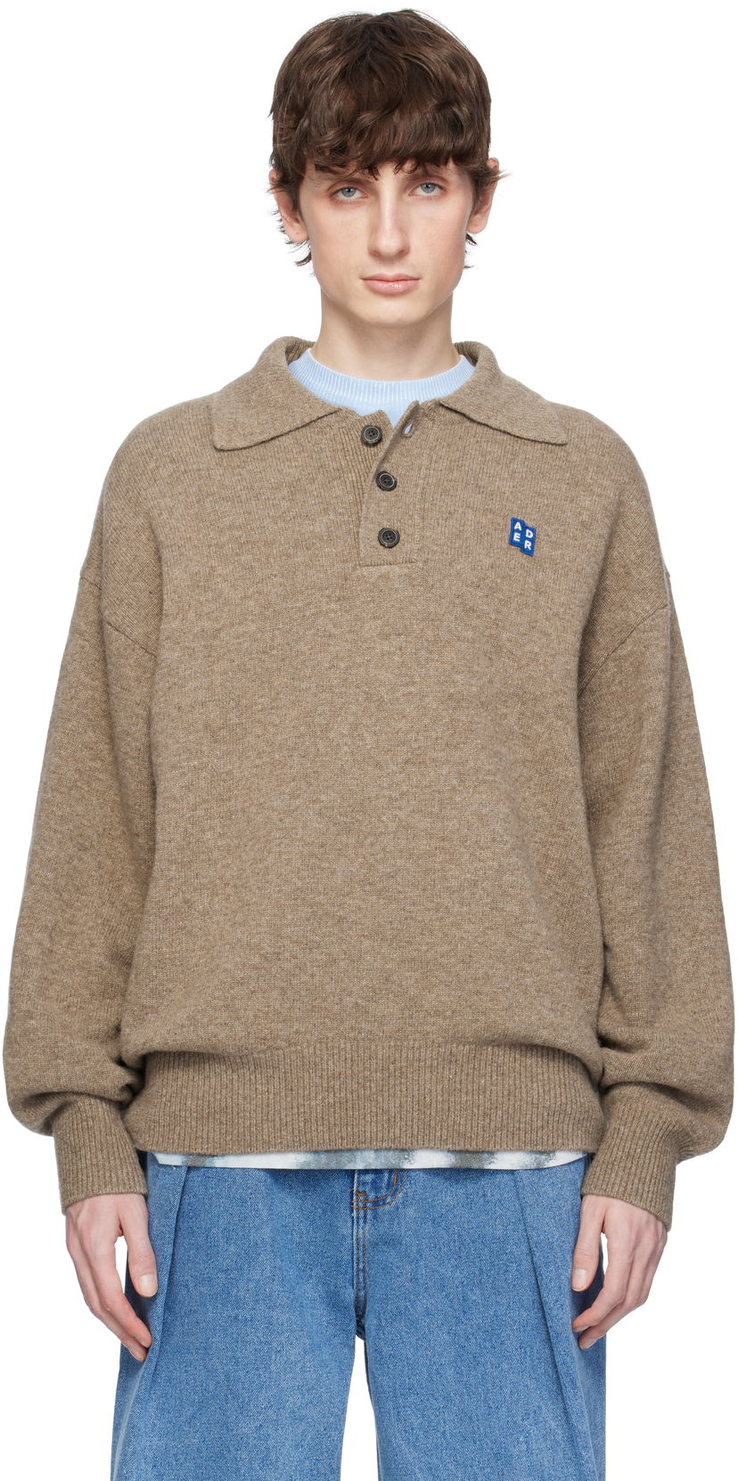 Džemper ADER ERROR ADER error TRS Tag Knit Polo Smeđa | BO42FYKT0102BG