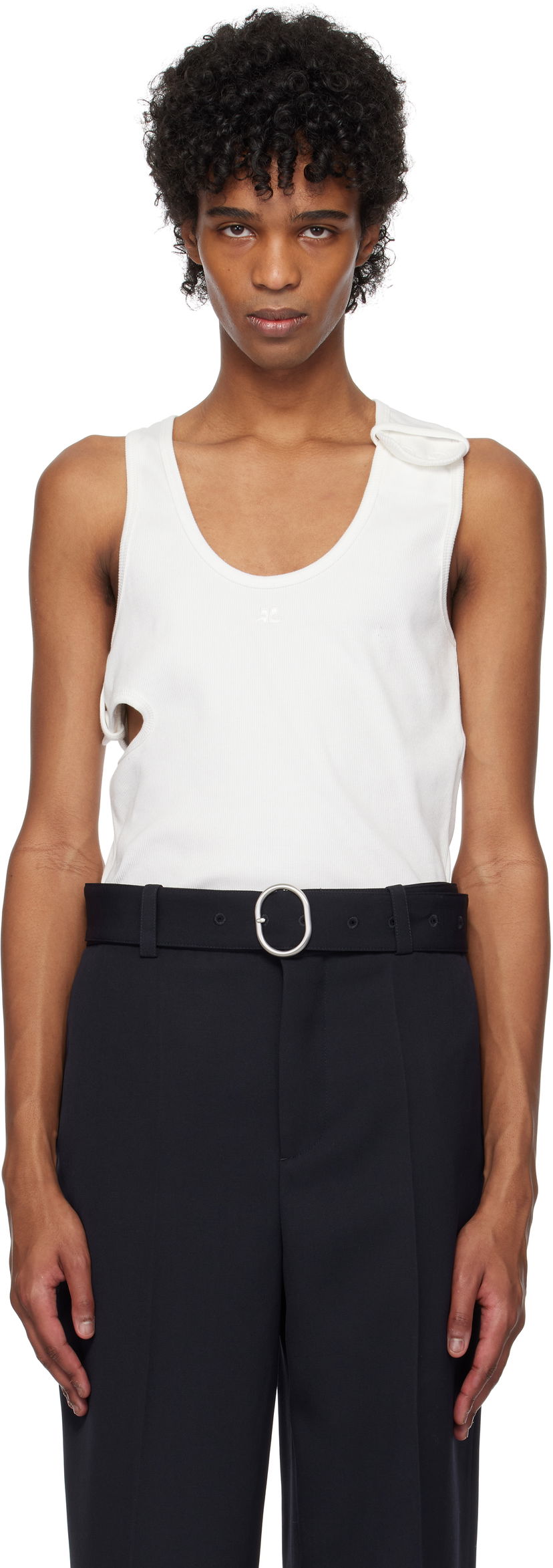 Majica bez rukava Courrèges Courrèges 90's Rib Cut Out Tank Top Bijela | 125JDE113JS0194