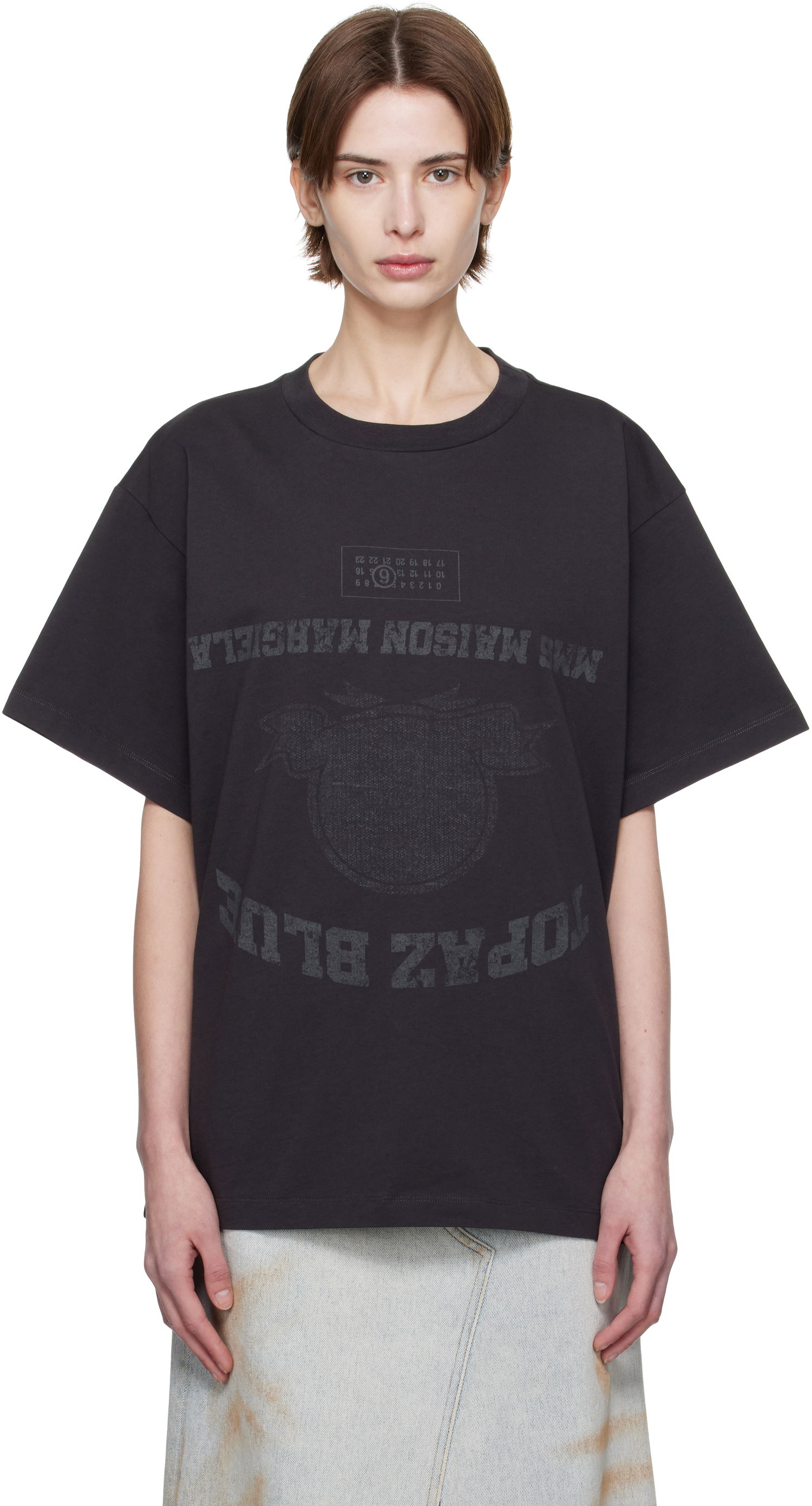 Majica kratkih rukava Maison Margiela MM6 Maison Margiela Topaz Blue Graphic T-Shirt Crna | SH0GC0041 S24311, 0