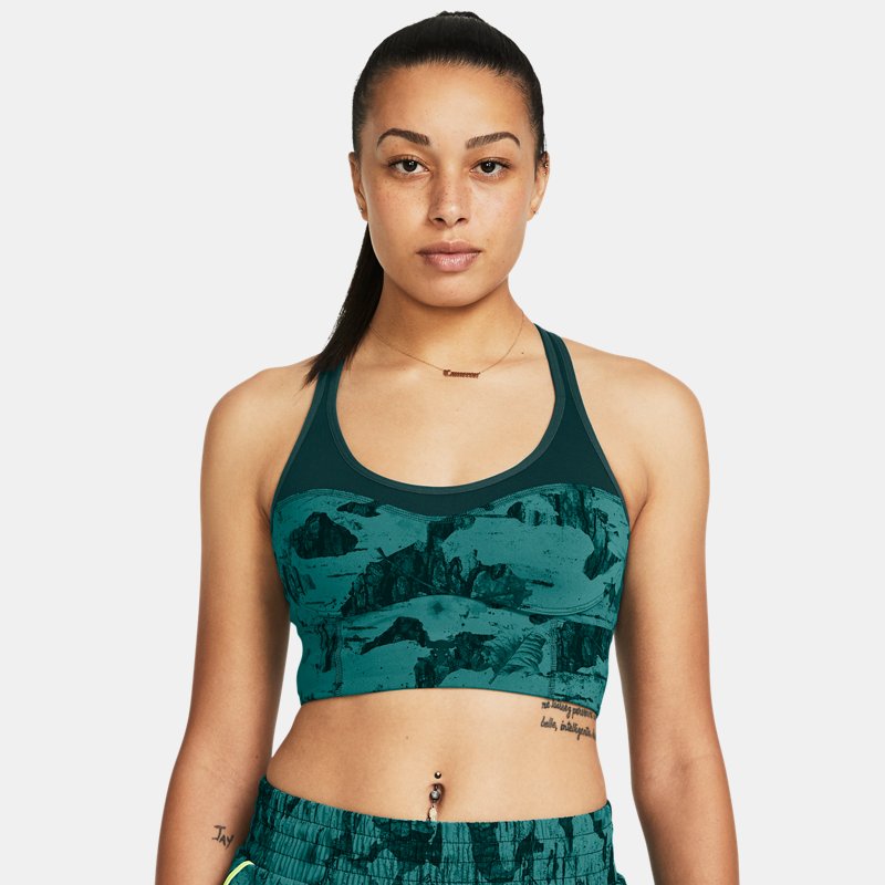 Grudnjak Under Armour Project Rock Infinity Let's Go LL BH mit Print für Damen Coastal Teal / Schwarz Zelena | 1384161-722