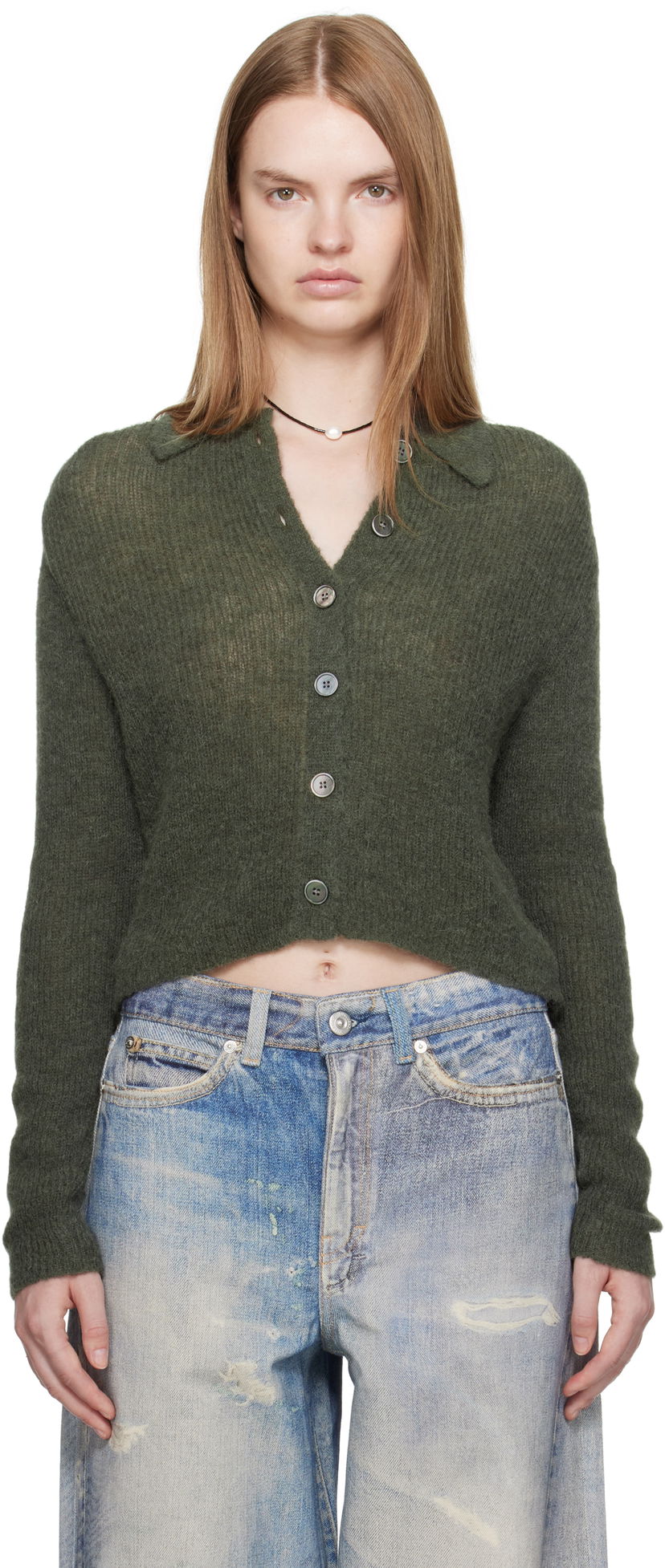 Džemper OUR LEGACY Our Legacy Mazzy Polo Cardigan Zelena | W4253MM