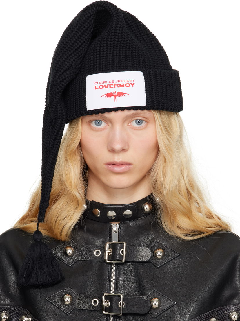 Kapica Charles Jeffrey Loverboy Charles Jeffrey LOVERBOY Sloppy Giuseppe Knit Beanie with Tassel Crna | 54131001