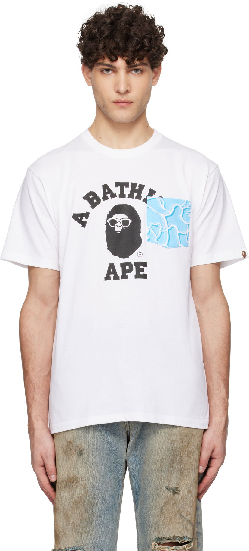 Majica kratkih rukava BAPE Sea Surface Camo Pocket T-Shirt Bijela | 001CSK701001F