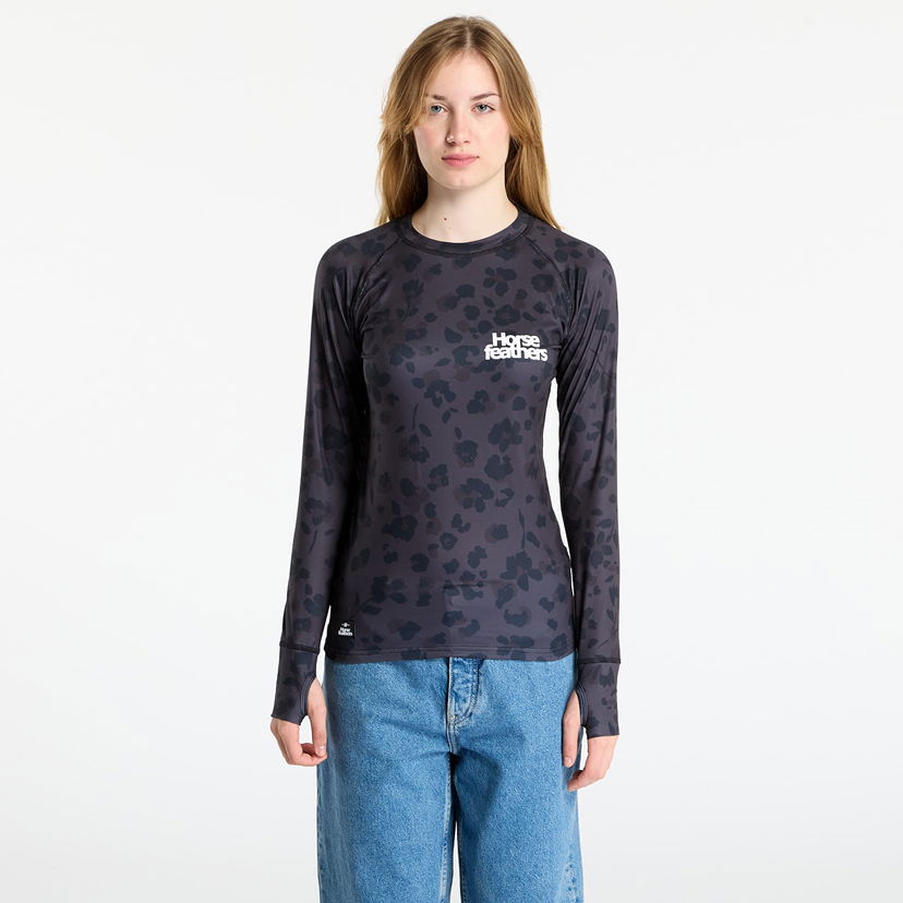Majica kratkih rukava Horsefeathers Long-Sleeve Top Mirra Floral Cheetah with Thumbholes Crna | SW927E