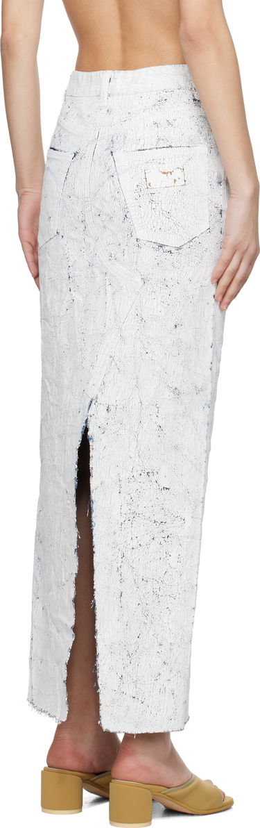 Suknja Maison Margiela MM6 Maison Margiela Hand-Painted Denim Maxi Skirt Bijela | S62MI0027 M30028, 2