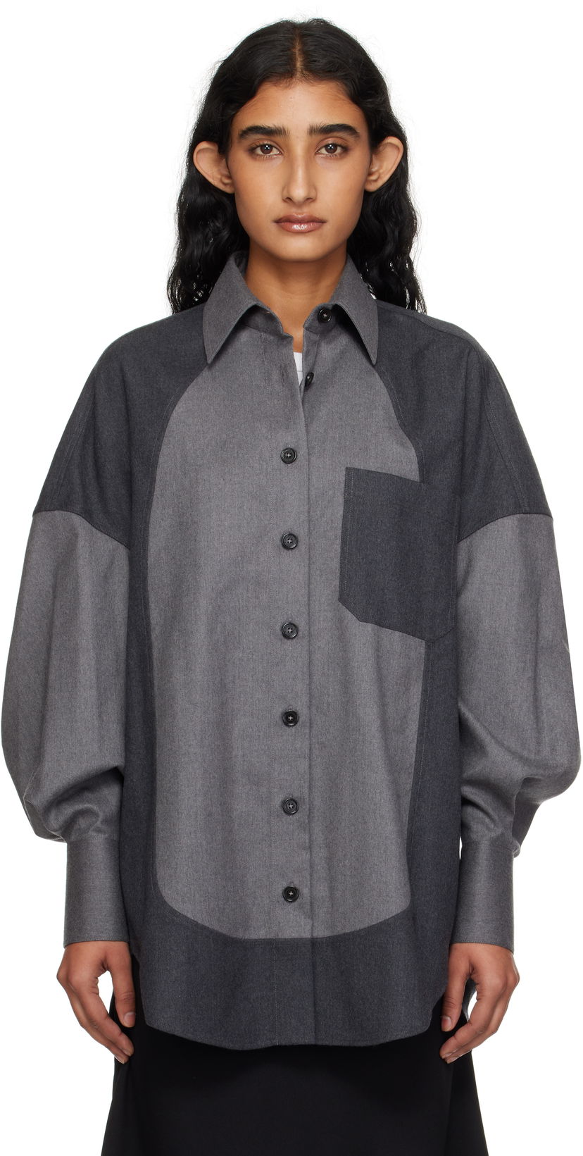 Košulja Stella McCartney Stella McCartney Mixed Flannel Shirt Siva | 6201593CU703