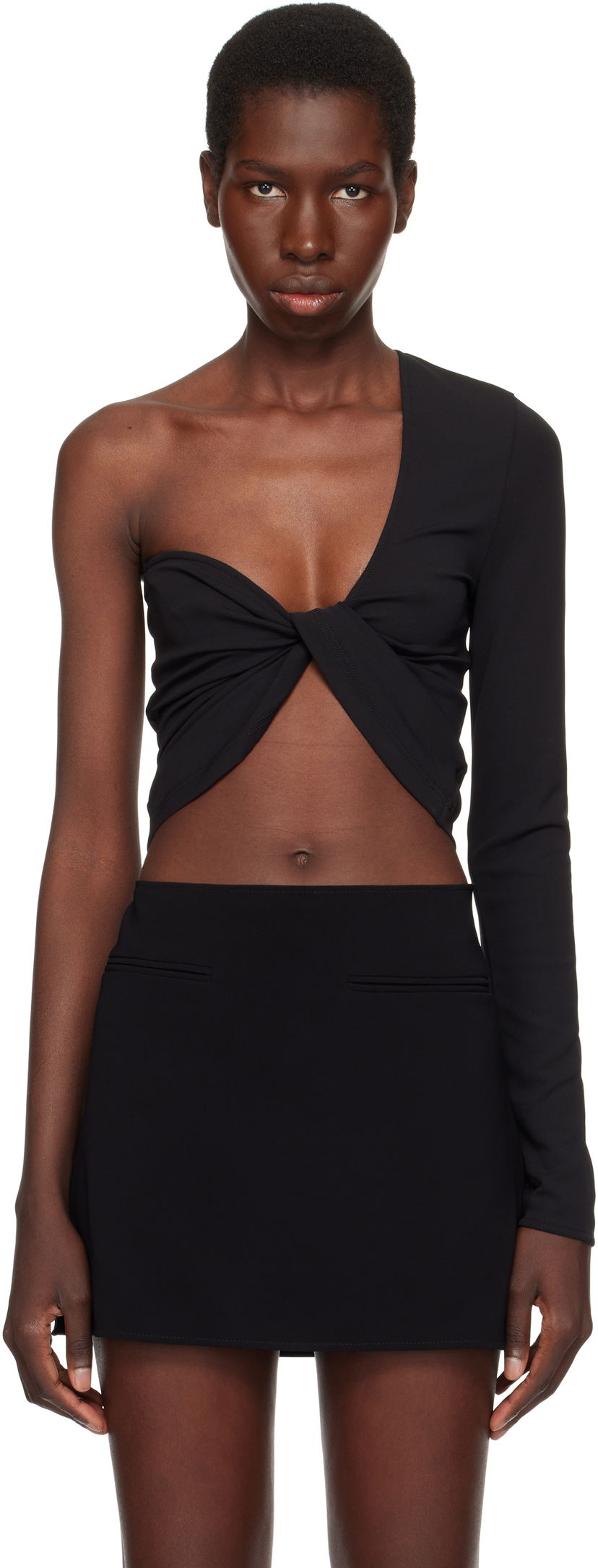 Majica bez rukava Courrèges Courrèges Twist Asymmetrical Cropped Top Crna | 225JTO412JS0220