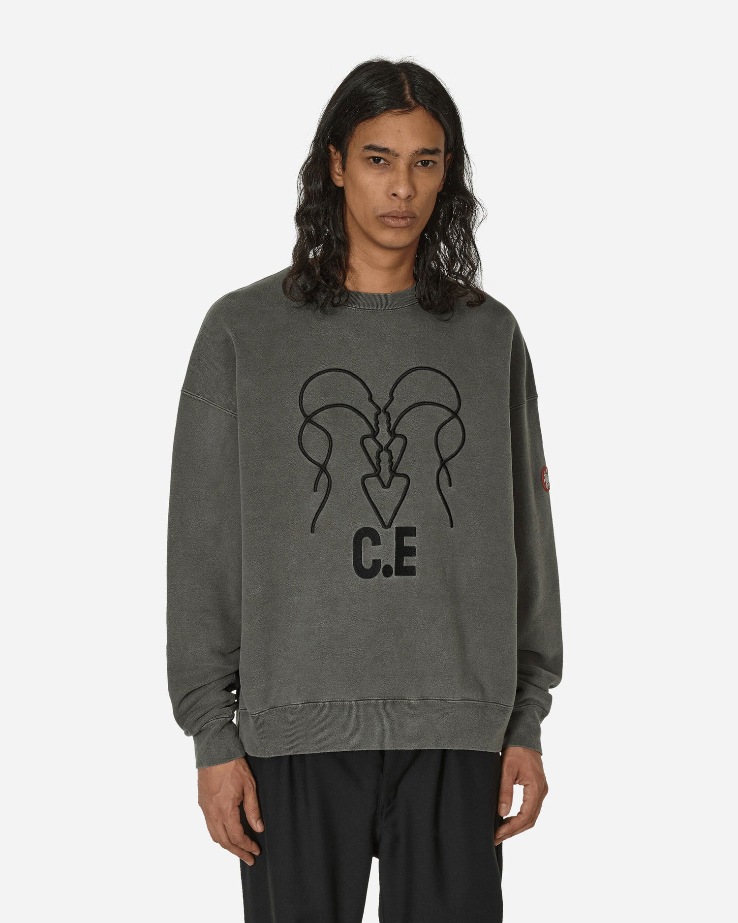 Dukserice Cav Empt Overdye Wb Headsx4 C.E Crewneck Sweatshirt Charcoal Siva | CES25CS02 CHCL, 1