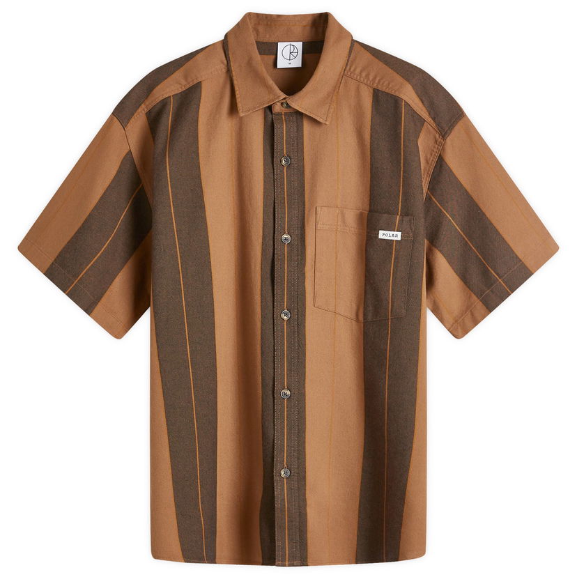 Košulja Polar Skate Co. Mitchell Strip Short Sleeve Shirt Brown Stripe Smeđa | PSC-F24-43