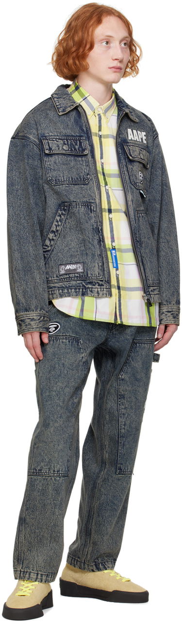 Cargo hlače AAPE by A Bathing Ape AAPE by A Bathing Ape Embroidered-Logo Carpenter Jeans Plava | AAPPTMA682XXMBKC, 3