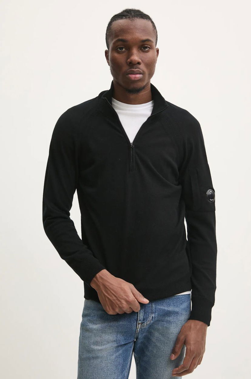Džemper C.P. Company Lightweight Half-Zip Merino Wool Sweater Crna | 17CMKN193A005528A