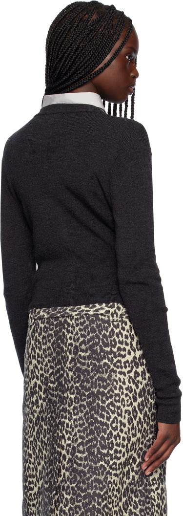 Džemper GANNI Ganni Mini Ribbed Merino Cardigan Siva | K2474, 2