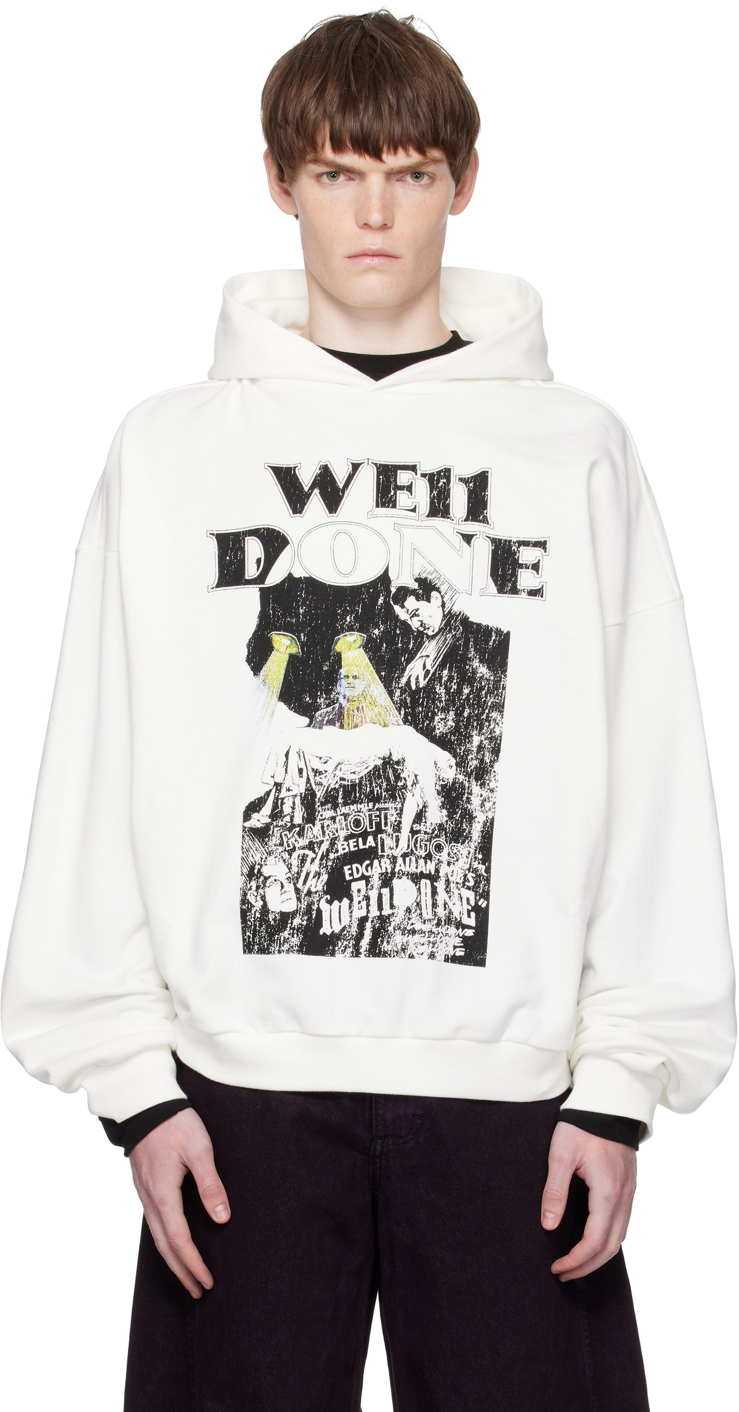 Dukserice We11done We11done Cat Poster Graphic Hoodie Bijela | WD-TH2-25-837-U-WH, 0