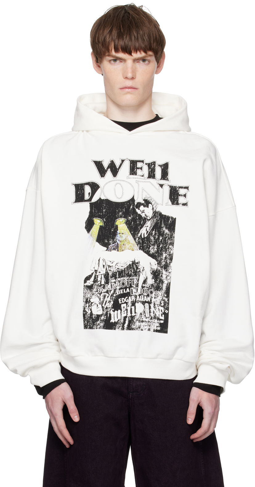 Dukserice We11done We11done Cat Poster Graphic Hoodie Bijela | WD-TH2-25-837-U-WH