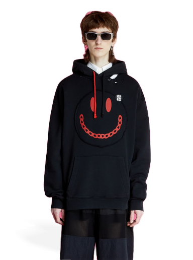 Dukserice RAF SIMONS Regular Fit Hoodie With Print Destroy Washed Crna | 224-164-19003-0099