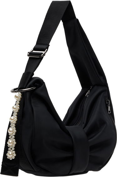 Torba za rame Simone Rocha Simone Rocha Mini Pearl-Embellished Sling Bow Bag Crna | BAG198B 0761, 1