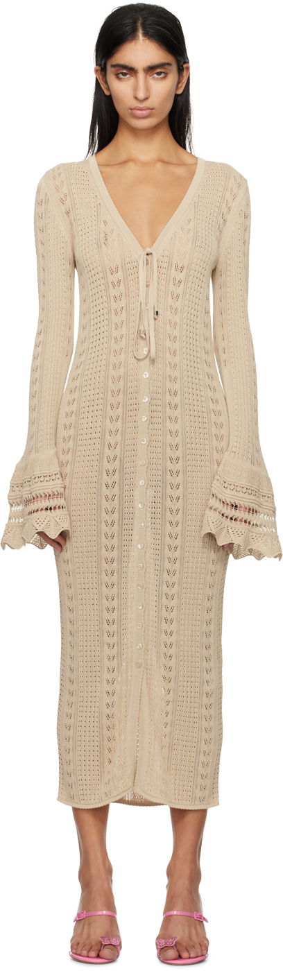Haljina Blumarine Knit Midi Dress Bež | P422A452A