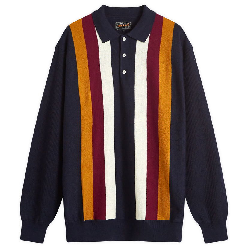 Džemper BEAMS Plus Long Sleeve Knit Polo Tamnoplava | 3812-0027-156-79