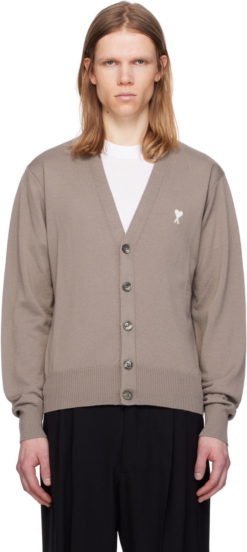 Džemper AMI AMI Paris De Coeur Cardigan Smeđa | HKC121.KN0025