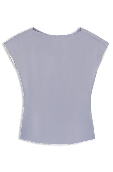 Majica bez rukava BOSS Slim Fit Satin Blouse with Draped Neckline Siva | 50541815