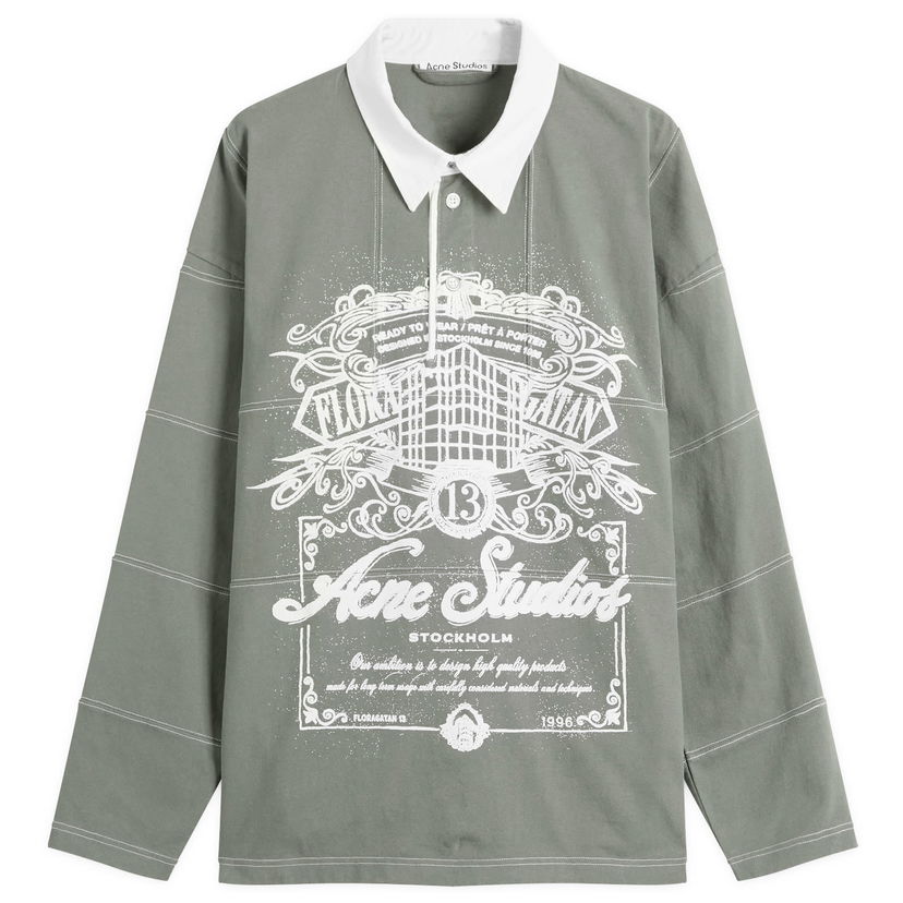 Polo majica Acne Studios Erber U Venice Logo Rugby Shirt, Size Small Zelena | CL0396-DSQ
