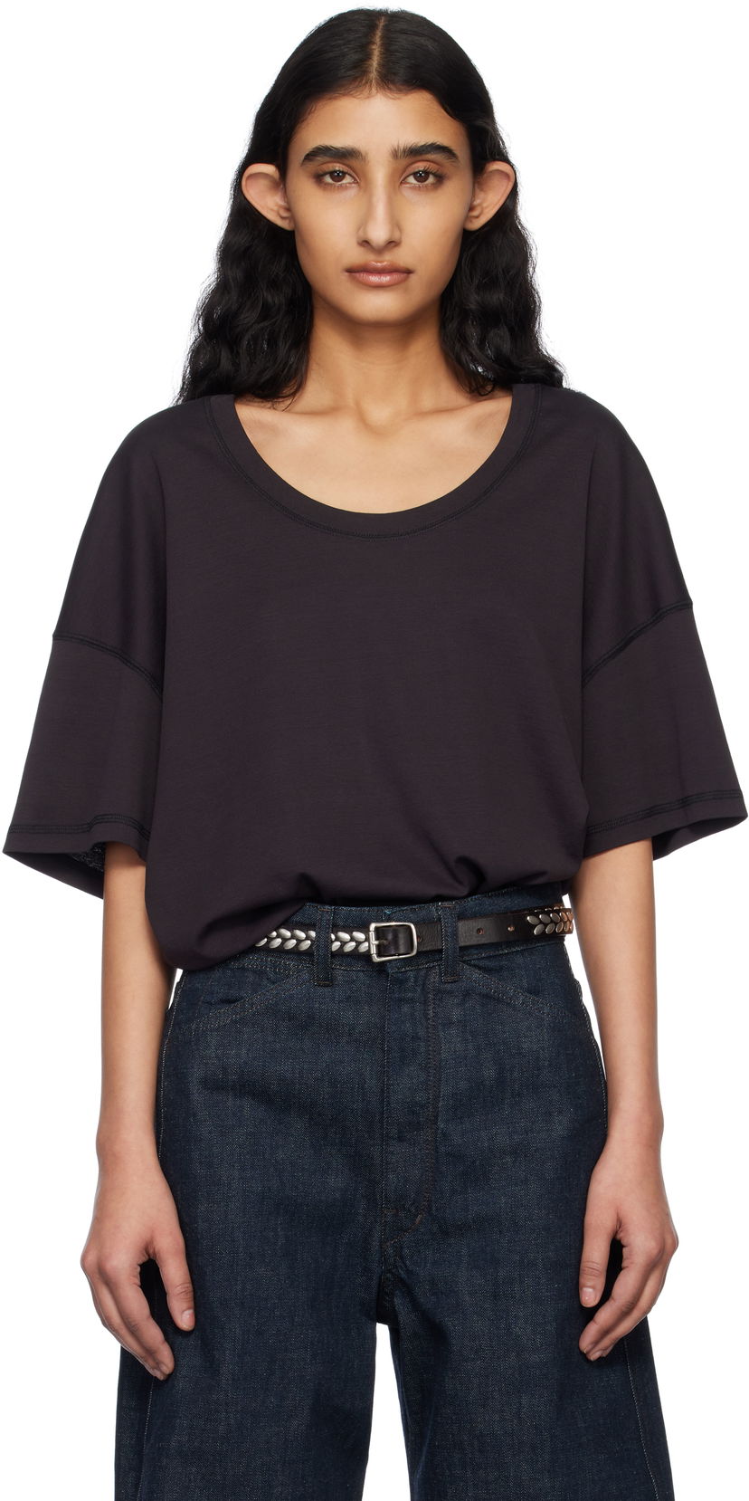 Majica kratkih rukava LEMAIRE Lemaire Rib Knit T-Shirt Crna | TO1146 LJ1016