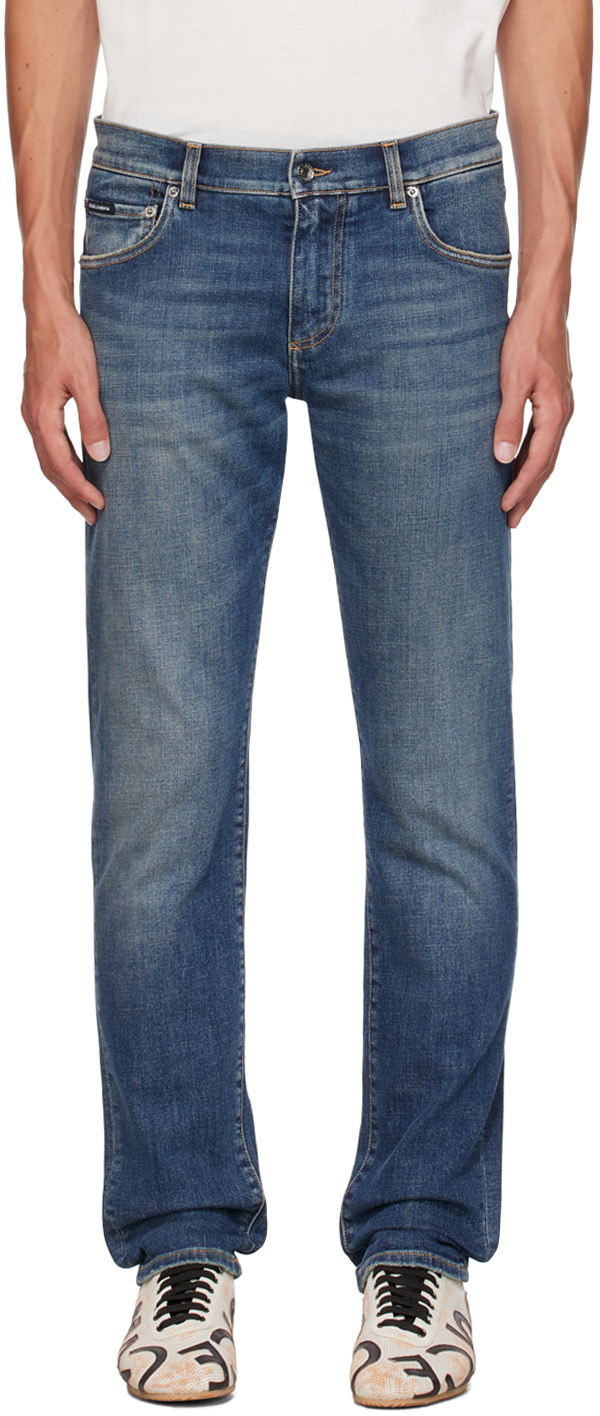 Jeans Dolce & Gabbana Black Slim-Fit Jeans Tamnoplava | GY07CDG8GW9